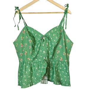 2X Gunne Sax By Jessica McClintock for Modcloth Peplum Camisole Top Green NWT